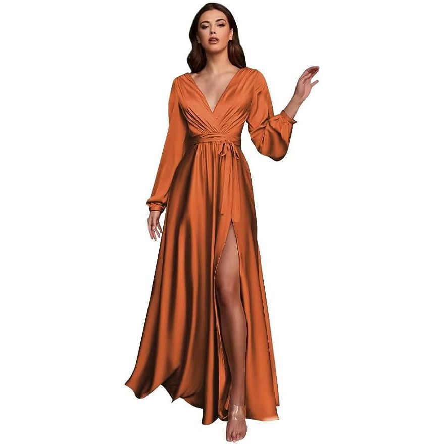 long dresses for wedding guest with sleeves